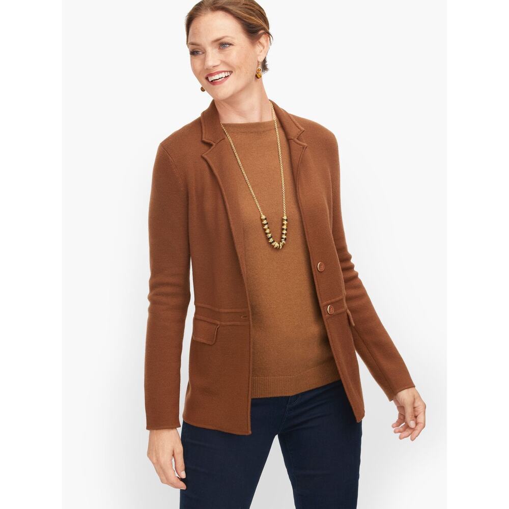 Talbots 100% Merino Wool Sweater Jacket Blazer Size Medium Petite